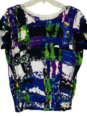 Joseph A. Rayon Blend Short Sleeve Knit Top Womens Size L